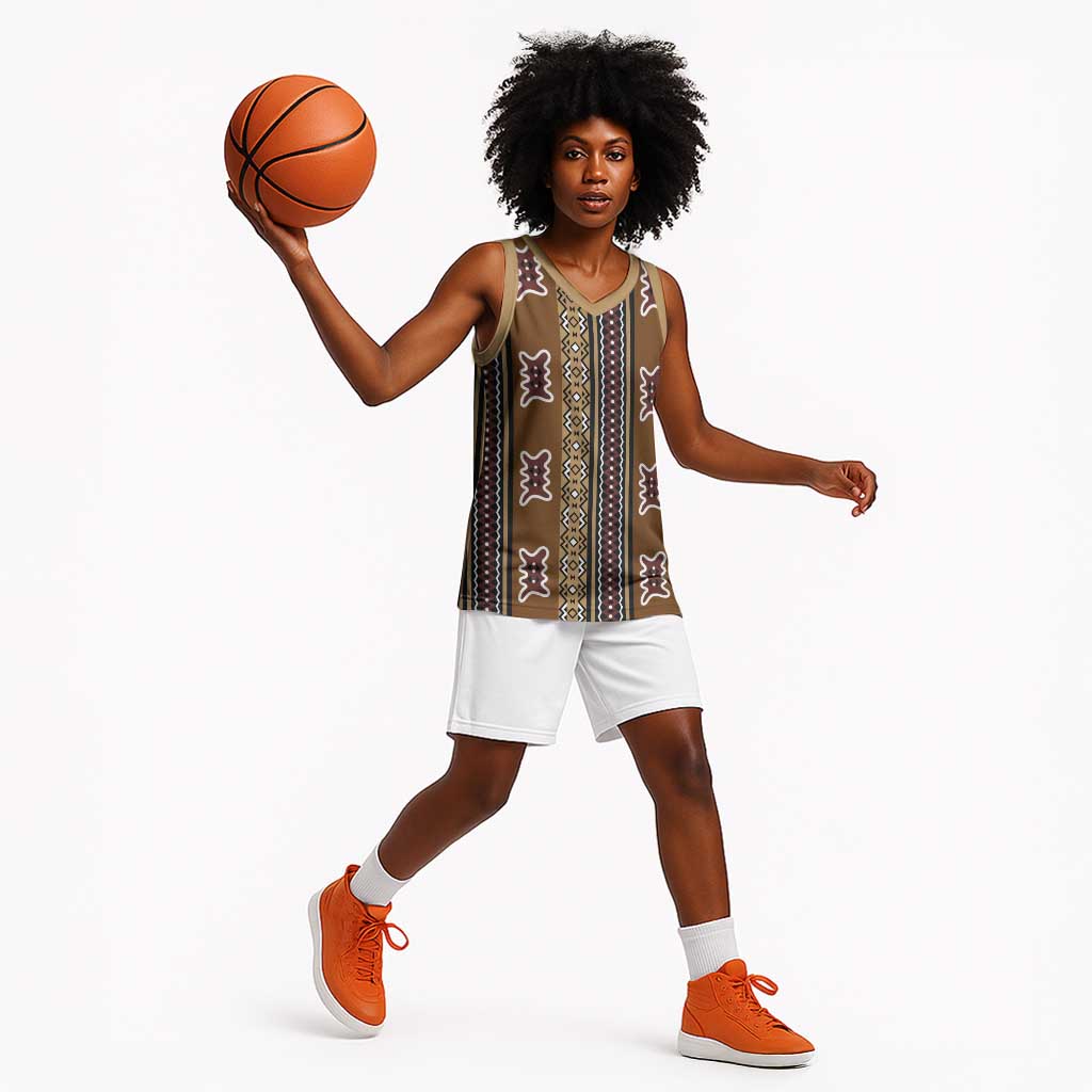 Mali Mud Cloth Basketball Jersey Traditional Bologan Pattern - African Pride