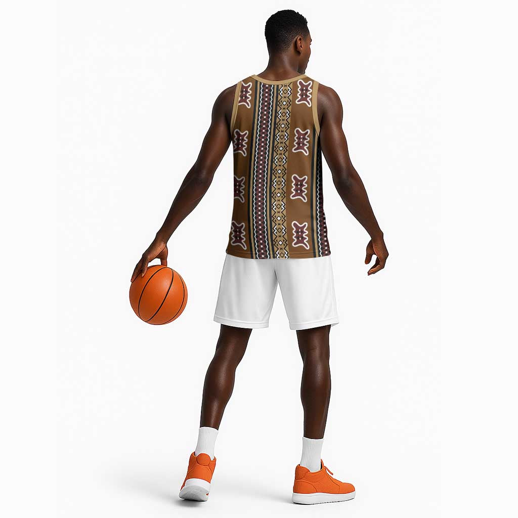 Mali Mud Cloth Basketball Jersey Traditional Bologan Pattern - African Pride