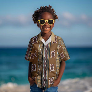 Mali Mud Cloth Kid Hawaiian Shirt Traditional Bologan Pattern - African Pride