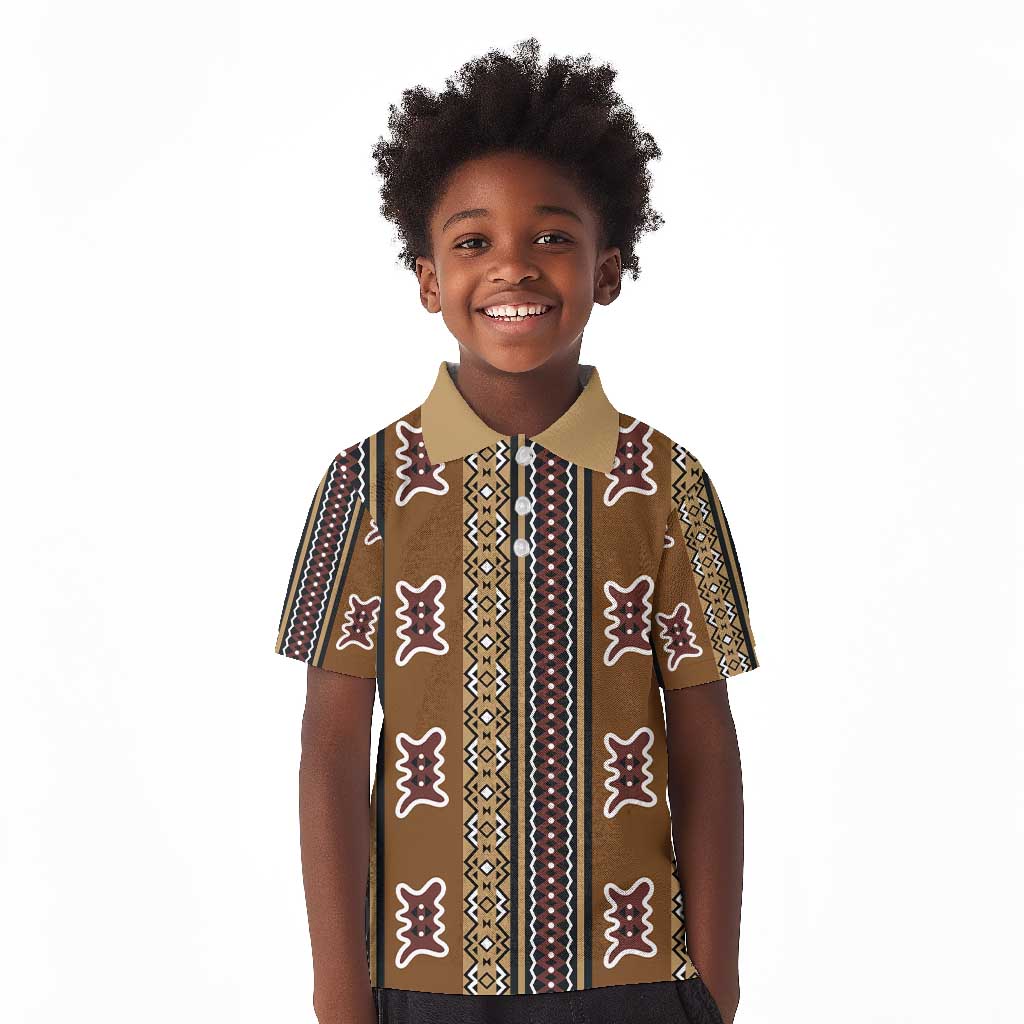 Mali Mud Cloth Kid Polo Shirt Traditional Bologan Pattern by African Pride