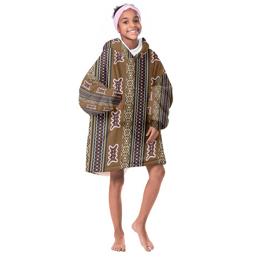 Mali Mud Cloth Kid Wearable Blanket Hoodie Traditional Bologan Pattern - African Pride