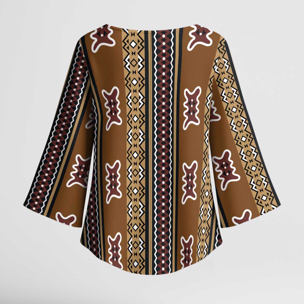 Mali Bologan Mud Cloth Pattern Kimono Sleeve Blouse