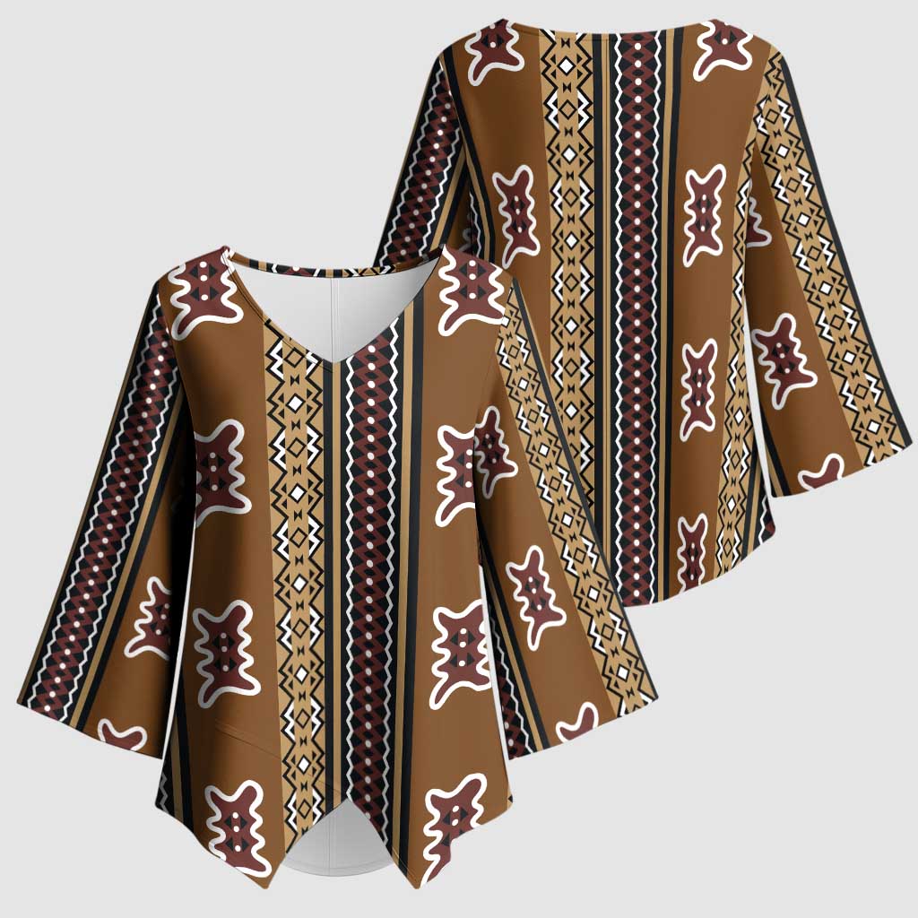 Mali Bologan Mud Cloth Pattern Kimono Sleeve Blouse