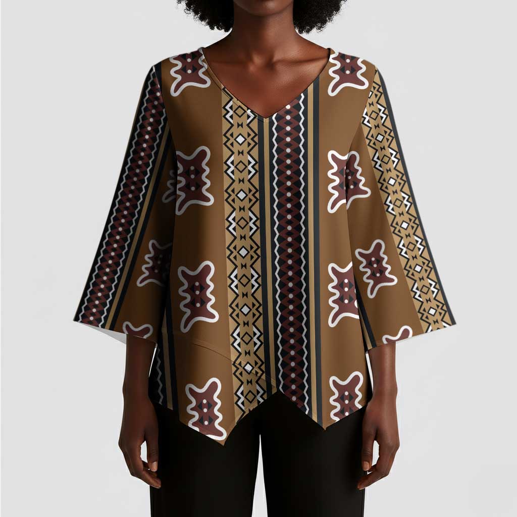 Mali Bologan Mud Cloth Pattern Kimono Sleeve Blouse