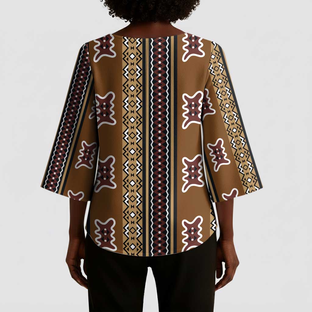 Mali Bologan Mud Cloth Pattern Kimono Sleeve Blouse