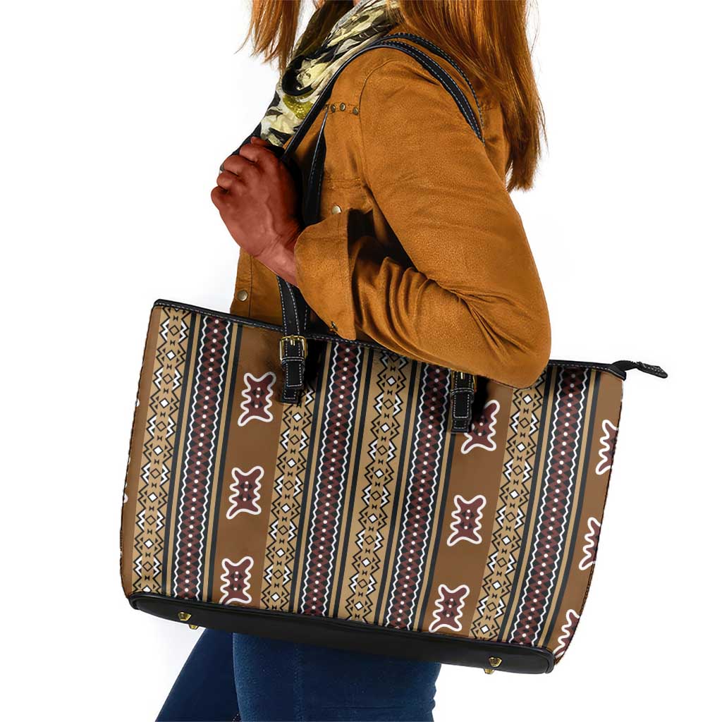 Mali Mud Cloth Leather Tote Bag Traditional Bologan Pattern - African Pride