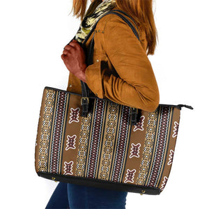 Mali Mud Cloth Leather Tote Bag Traditional Bologan Pattern - African Pride