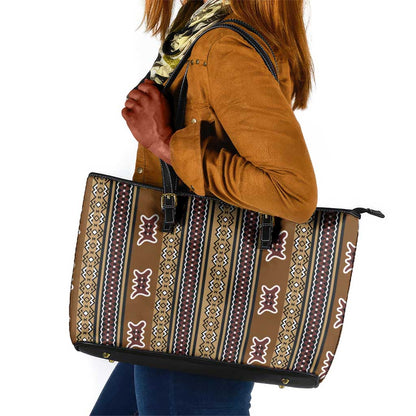 Mali Mud Cloth Leather Tote Bag Traditional Bologan Pattern - African Pride