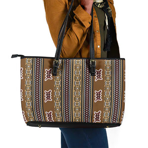Mali Mud Cloth Leather Tote Bag Traditional Bologan Pattern - African Pride