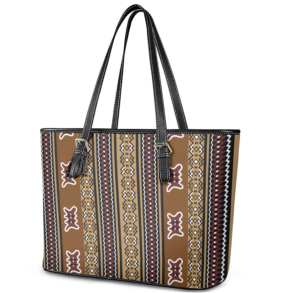 Mali Mud Cloth Leather Tote Bag Traditional Bologan Pattern - African Pride