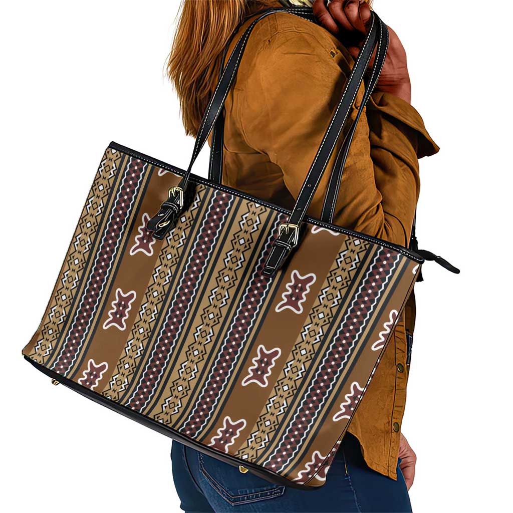 Mali Mud Cloth Leather Tote Bag Traditional Bologan Pattern - African Pride