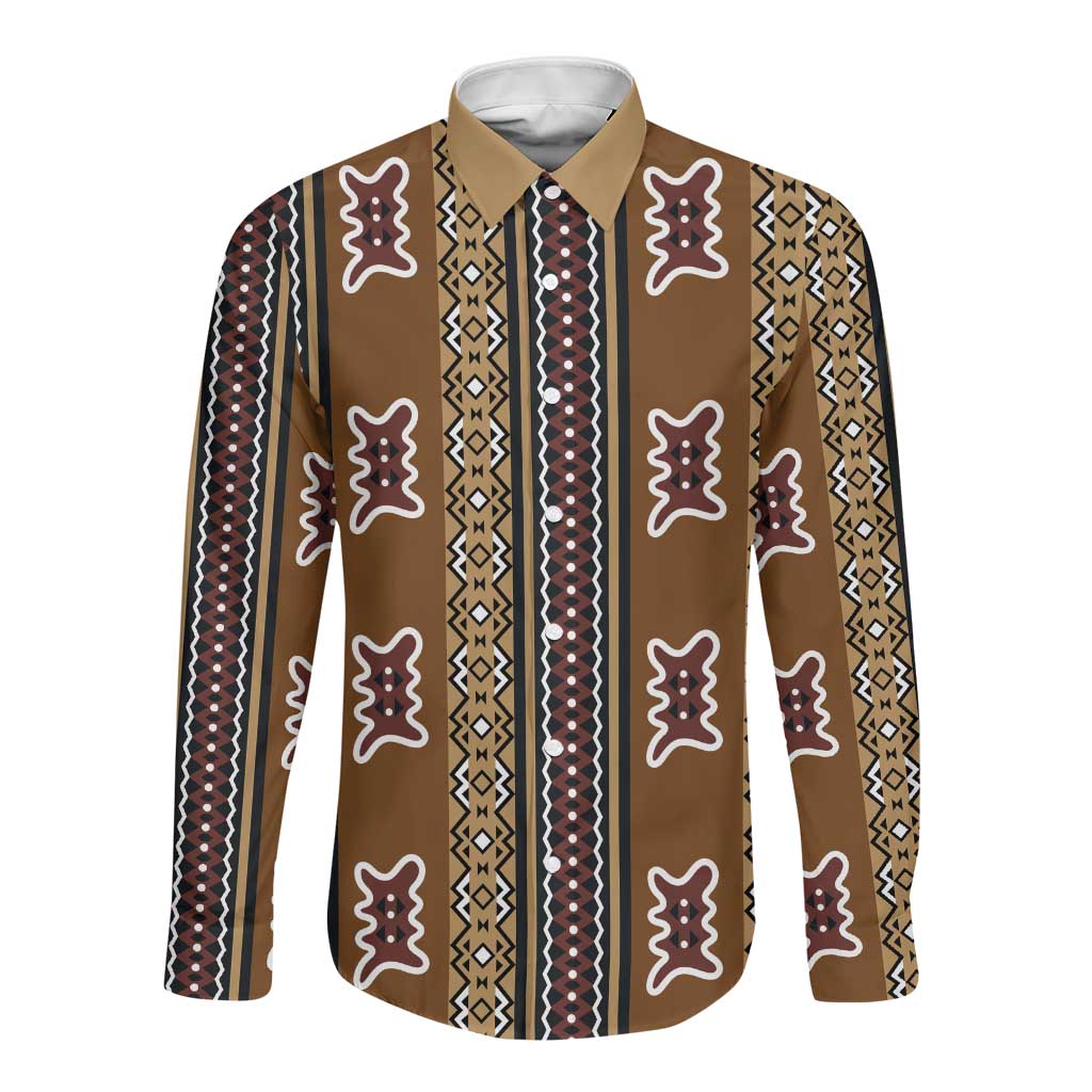 Mali Mud Cloth Long Sleeve Button Shirt Traditional Bologan Pattern - African Pride