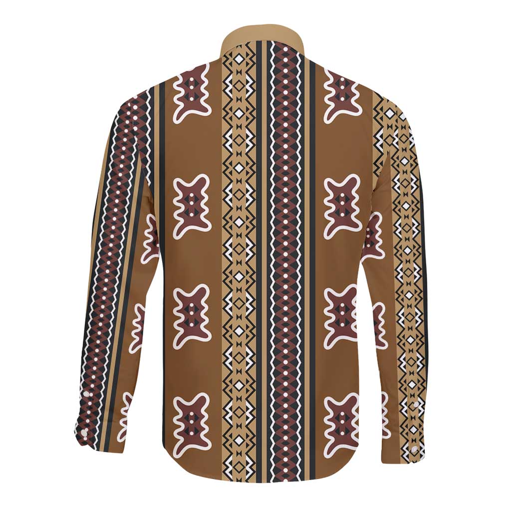 Mali Mud Cloth Long Sleeve Button Shirt Traditional Bologan Pattern - African Pride