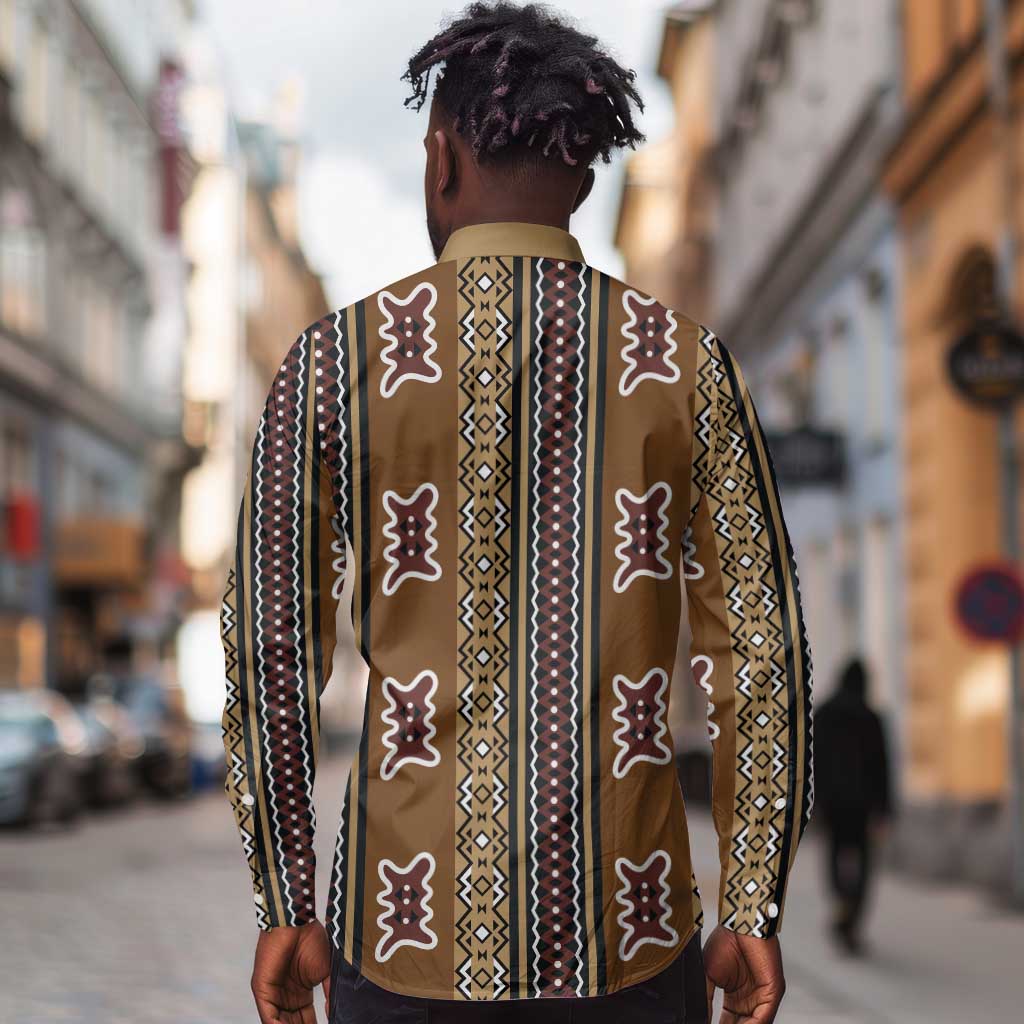Mali Mud Cloth Long Sleeve Button Shirt Traditional Bologan Pattern - African Pride