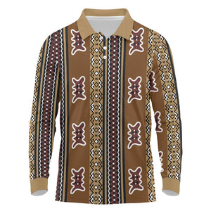 Mali Mud Cloth Long Sleeve Polo Shirt Traditional Bologan Pattern - African Pride