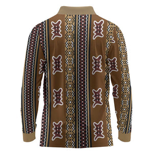 Mali Mud Cloth Long Sleeve Polo Shirt Traditional Bologan Pattern - African Pride
