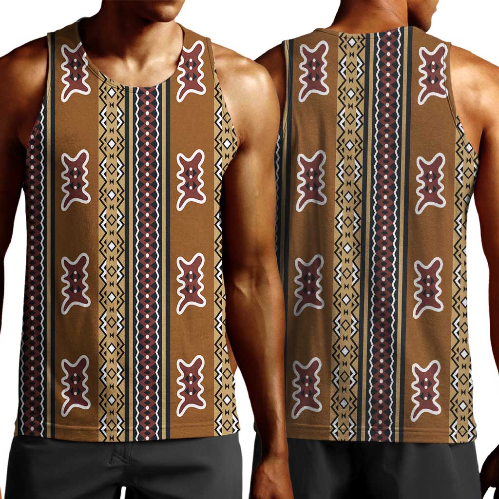 Mali Mud Cloth Men Tank Top Traditional Bologan Pattern - African Pride