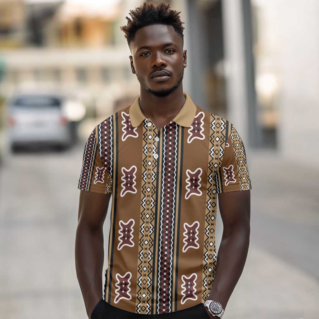 Mali Mud Cloth Polo Shirt Traditional Bologan Pattern - African Pride