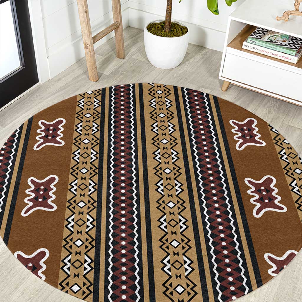 Mali Mud Cloth Round Carpet Traditional Bologan Pattern by African Pride