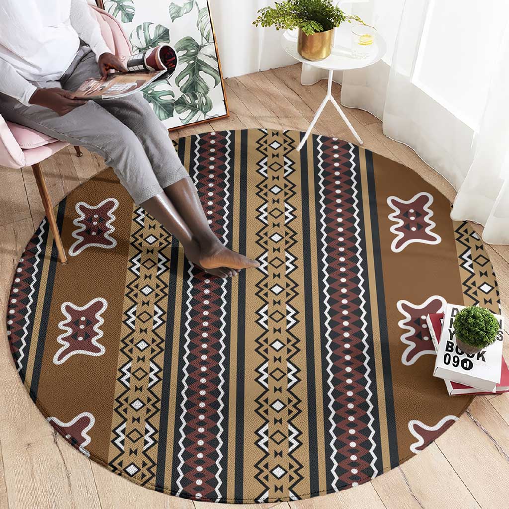 Mali Mud Cloth Round Carpet Traditional Bologan Pattern - African Pride
