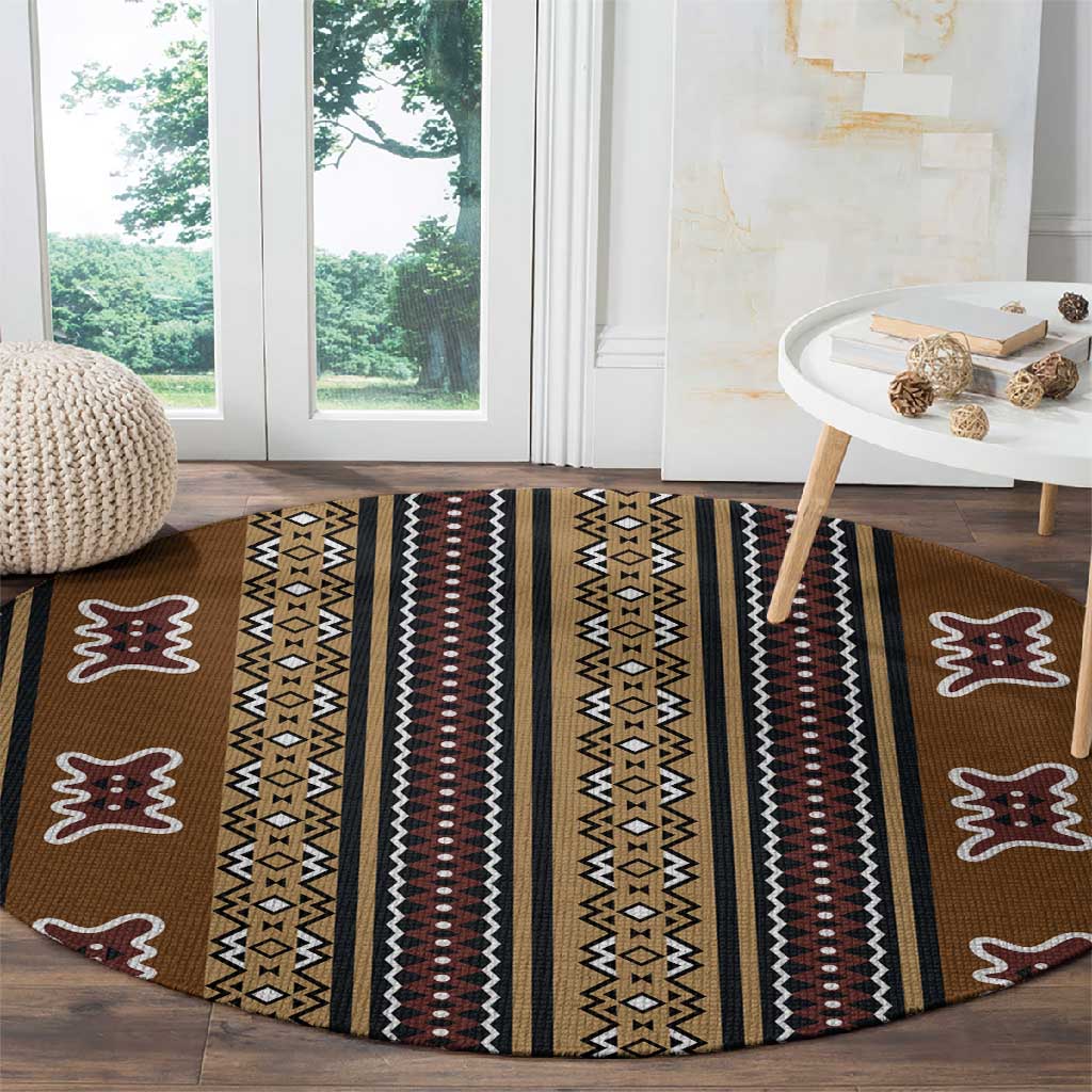 Mali Mud Cloth Round Carpet Traditional Bologan Pattern - African Pride
