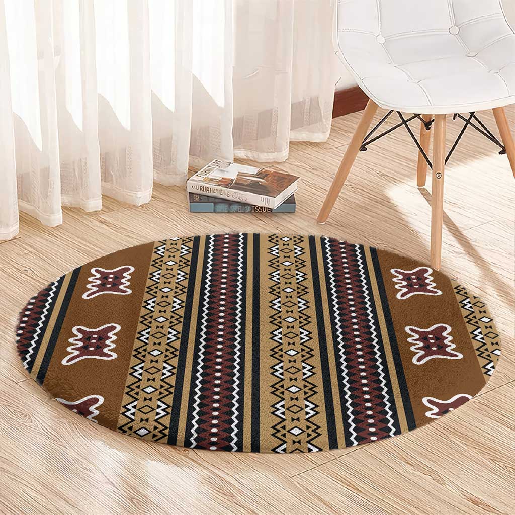 Mali Mud Cloth Round Carpet Traditional Bologan Pattern - African Pride