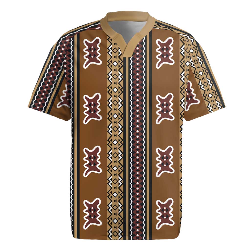 Mali Mud Cloth Rugby Jersey Traditional Bologan Pattern - African Pride