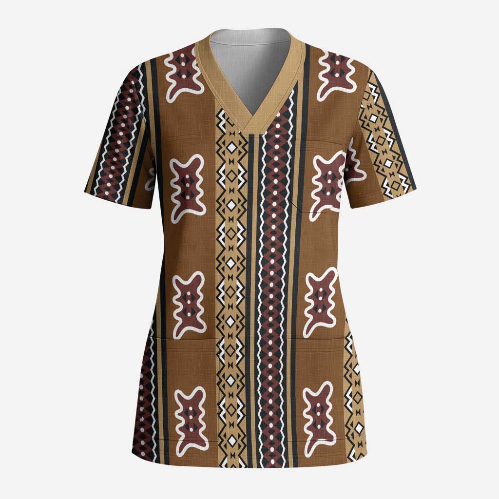 Mali Bologan Mud Cloth Pattern Scrub Top by African Pride