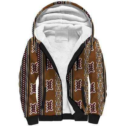 Mali Mud Cloth Sherpa Hoodie Traditional Bologan Pattern - African Pride