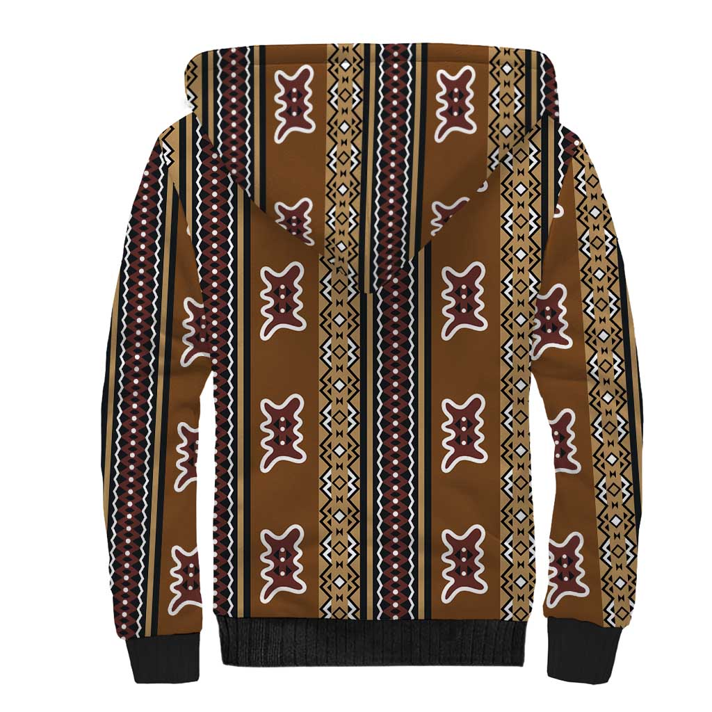 Mali Mud Cloth Sherpa Hoodie Traditional Bologan Pattern - African Pride
