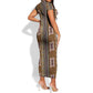 Mali Mud Cloth Short Sleeve Bodycon Dress Traditional Bologan Pattern - African Pride