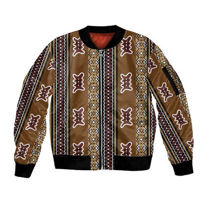 Mali Mud Cloth Sleeve Zip Bomber Jacket Traditional Bologan Pattern - African Pride