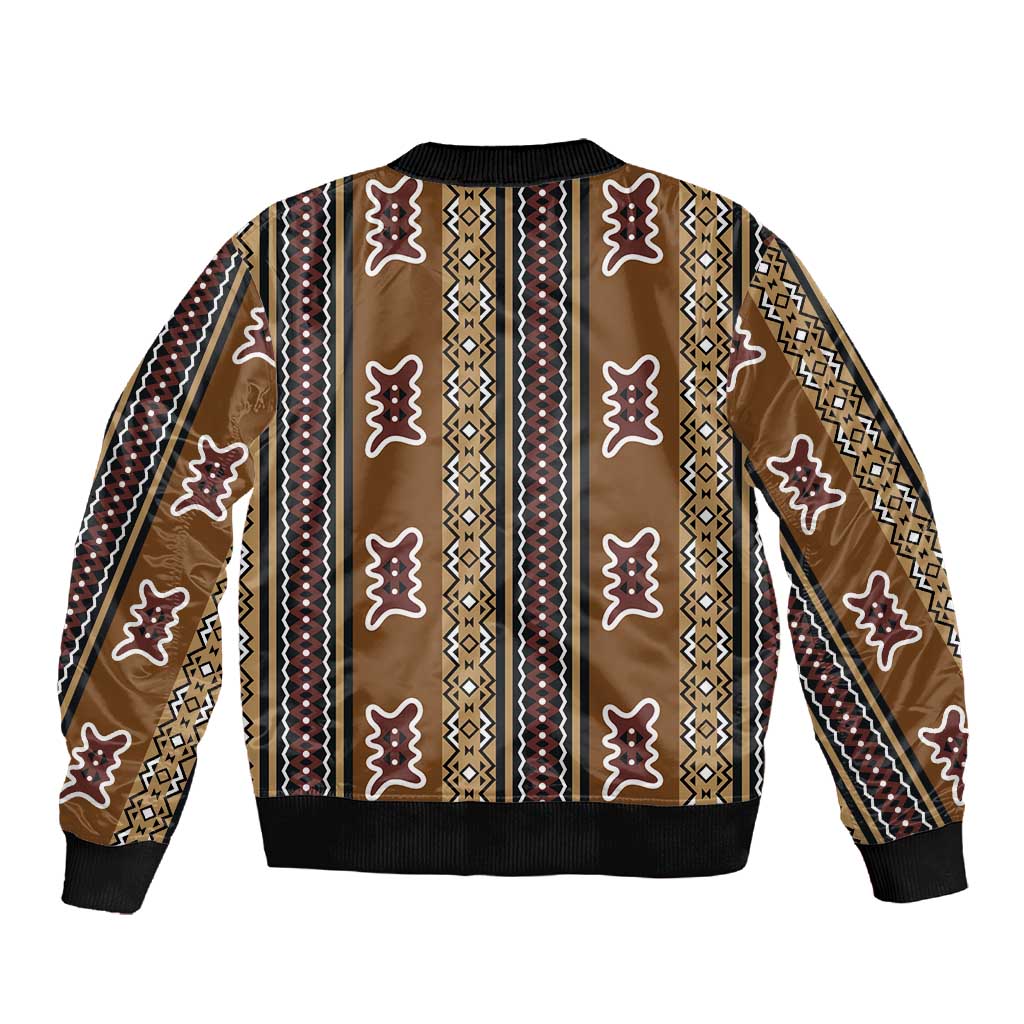 Mali Mud Cloth Sleeve Zip Bomber Jacket Traditional Bologan Pattern - African Pride