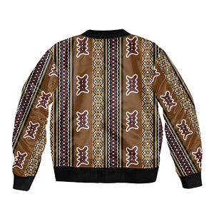 Mali Mud Cloth Sleeve Zip Bomber Jacket Traditional Bologan Pattern - African Pride
