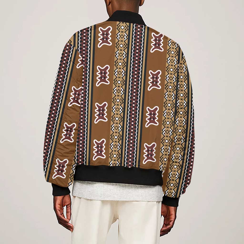 Mali Mud Cloth Sleeve Zip Bomber Jacket Traditional Bologan Pattern - African Pride