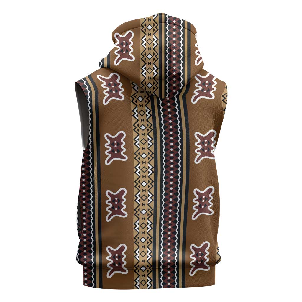 Mali Mud Cloth Sleeveless Hoodie Traditional Bologan Pattern - African Pride