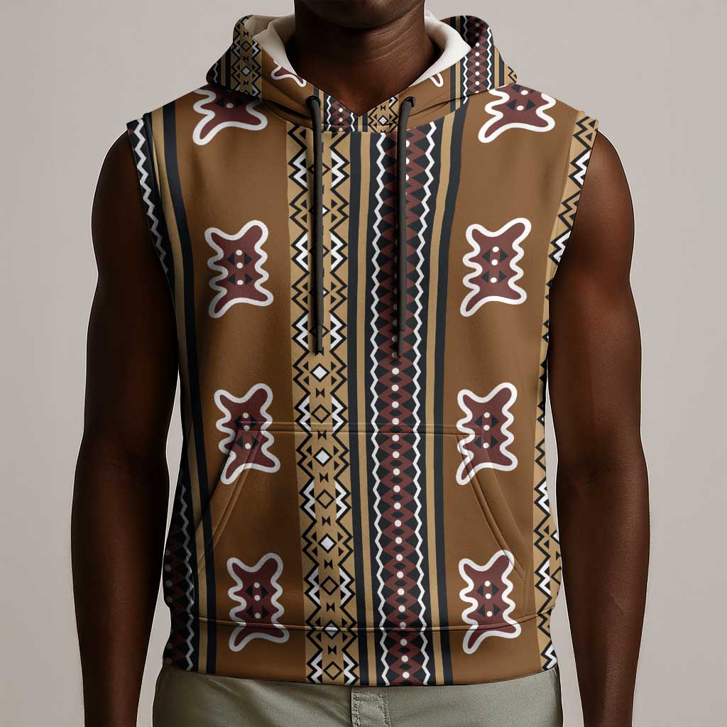 Mali Mud Cloth Sleeveless Hoodie Traditional Bologan Pattern - African Pride