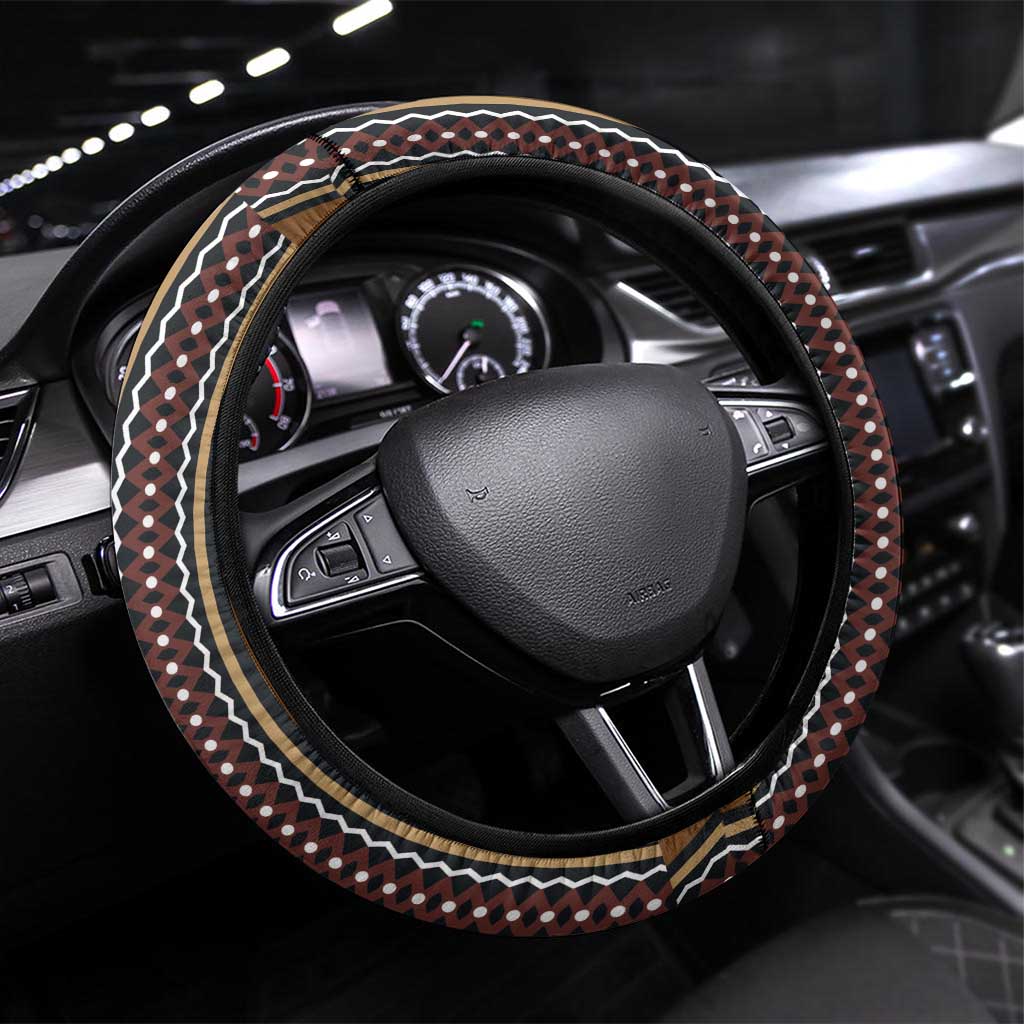 Mali Mud Cloth Steering Wheel Cover Traditional Bologan Pattern - African Pride