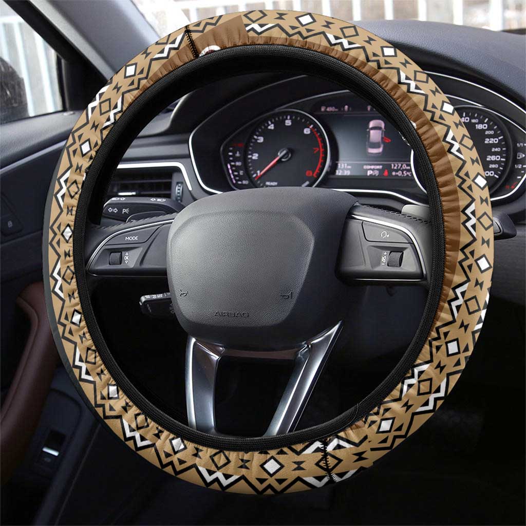 Mali Mud Cloth Steering Wheel Cover Traditional Bologan Pattern - African Pride