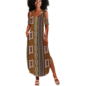 Mali Mud Cloth Summer Maxi Dress Traditional Bologan Pattern - African Pride