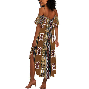 Mali Mud Cloth Summer Maxi Dress Traditional Bologan Pattern - African Pride