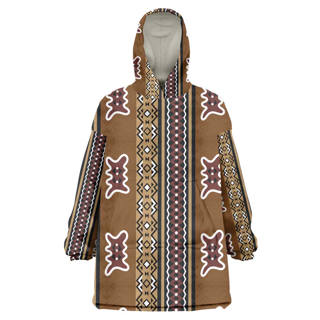 Mali Mud Cloth Wearable Blanket Hoodie Traditional Bologan Pattern - African Pride