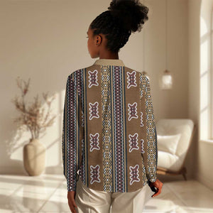 Mali Mud Cloth Women Casual Shirt Traditional Bologan Pattern - African Pride