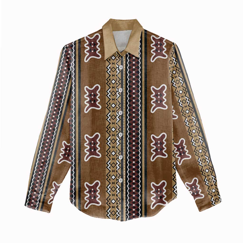 Mali Mud Cloth Women Casual Shirt Traditional Bologan Pattern - African Pride