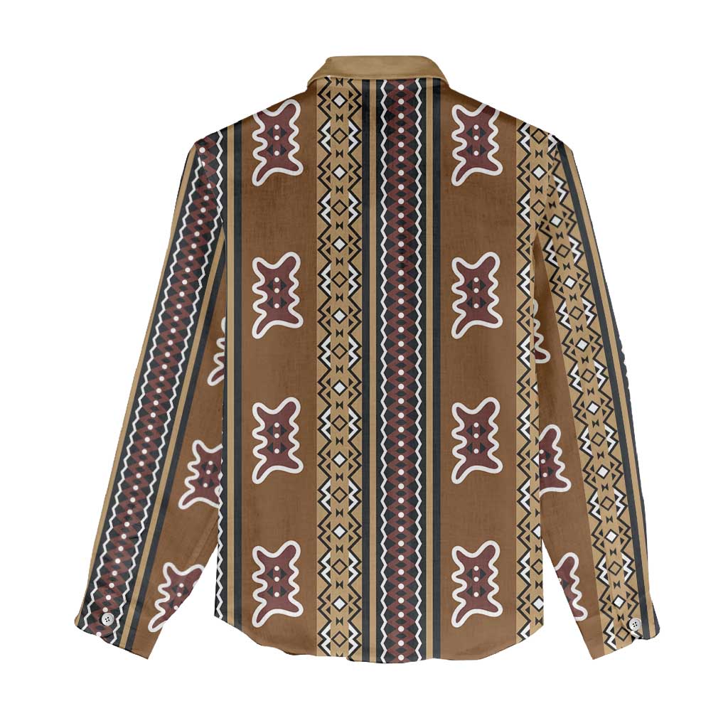 Mali Mud Cloth Women Casual Shirt Traditional Bologan Pattern - African Pride