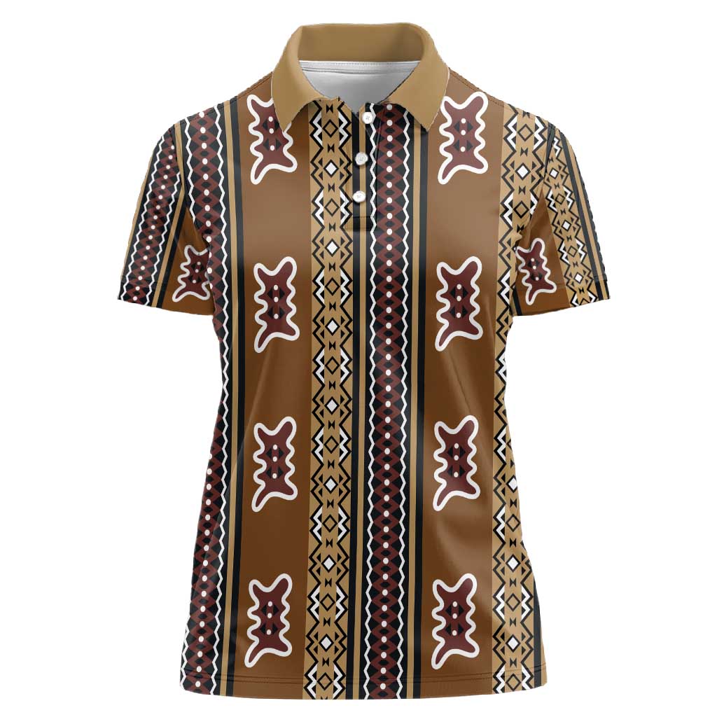 Mali Mud Cloth Women Polo Shirt Traditional Bologan Pattern - African Pride