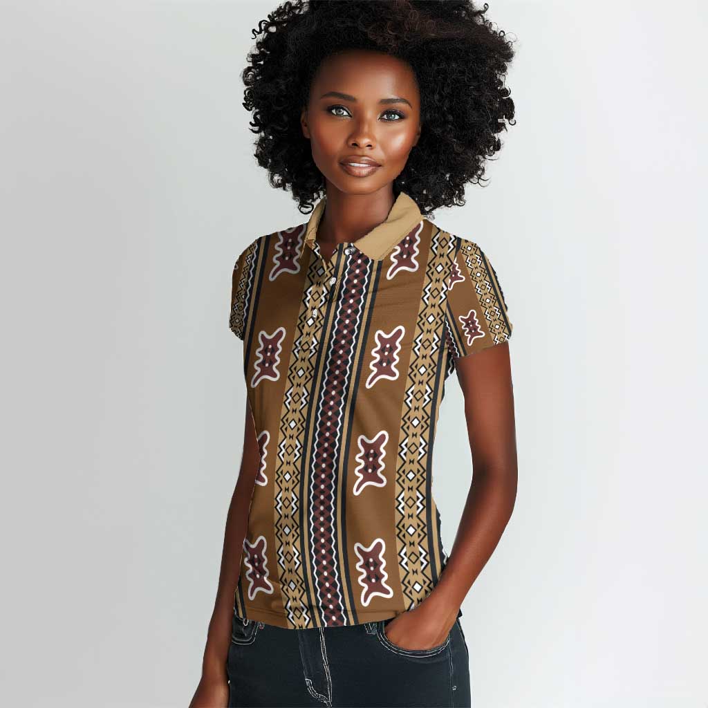 Mali Mud Cloth Women Polo Shirt Traditional Bologan Pattern - African Pride