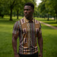 Mali Bologan Mud Cloth Pattern Zipper Polo Shirt