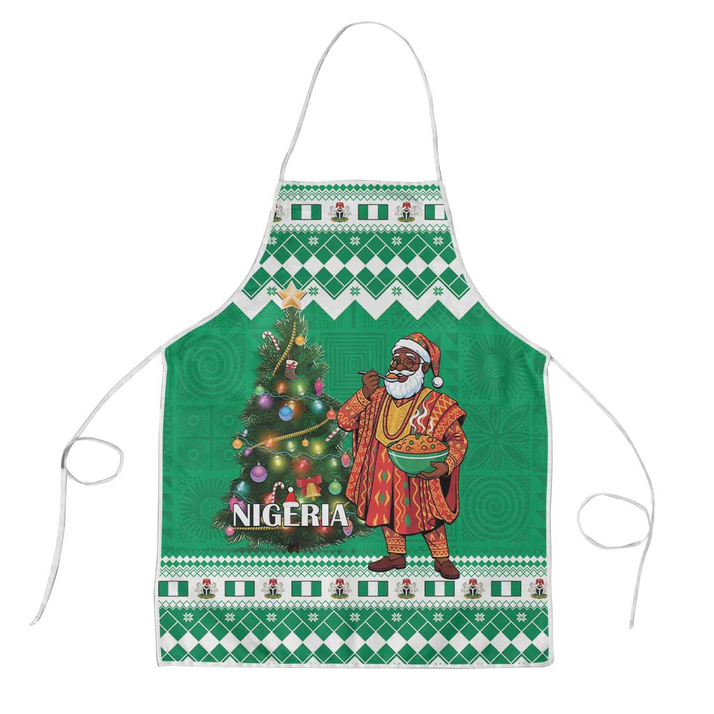 Nigeria Christmas Apron Black Santa With Jollof Rice