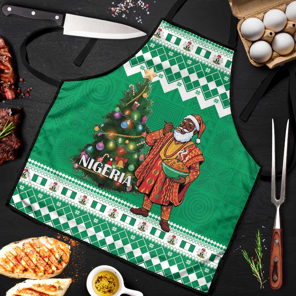 Nigeria Christmas Apron Black Santa With Jollof Rice